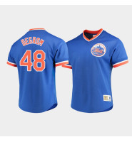Men's New York Mets #48 Jacob deGrom Royal Cooperstown Collection Mesh V-Neck Jersey