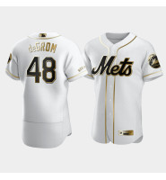 Men's New York Mets Jacob deGrom #48 White Golden Edition Authentic Jersey Men's New York Mets Jacob deGrom #48 White Golden Edition Authentic Jersey
