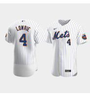 Men's New York Mets #4 Jed Lowrie White Authentic 2020 Home Jersey