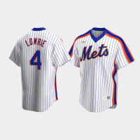 Men's New York Mets #4 Jed Lowrie Cooperstown Collection Home Nike White Jersey