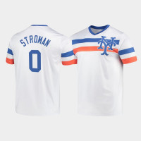 Men's New York Mets Marcus Stroman #0 White Cooperstown Collection V-Neck Jersey