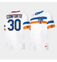 Men's New York Mets #30 Michael Conforto Cooperstown Collection V-Neck White Jersey