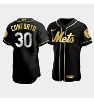 Men's New York Mets Michael Conforto #30 Black Golden Edition Authentic Jersey