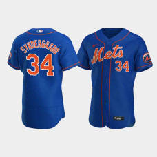 Men's New York Mets #34 Noah Syndergaard Royal Authentic Team Logo 2020 Alternate Jersey