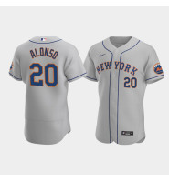 Men's New York Mets #20 Pete Alonso Gray Authentic 2020 Road Jersey