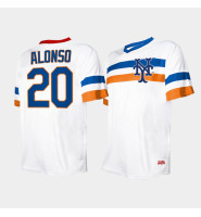 Men's New York Mets #20 Pete Alonso Cooperstown Collection V-Neck White Jersey