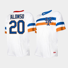 Men's New York Mets #20 Pete Alonso Cooperstown Collection V-Neck White Jersey