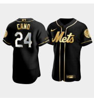 Men's New York Mets Robinson Cano #24 Black Golden Edition Authentic Jersey
