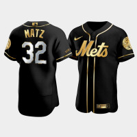 Men's New York Mets Steven Matz #32 Black Golden Edition Authentic Jersey