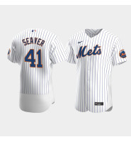 Men's New York Mets #41 Tom Seaver White hall of fame Authentic Home Jersey