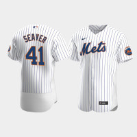 Men's New York Mets #41 Tom Seaver White hall of fame Authentic Home Jersey