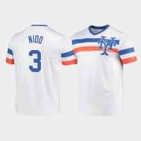 Men's New York Mets Tomas Nido #3 White Cooperstown Collection V-Neck Jersey