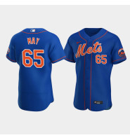 Men's New York Mets #65 Trevor May Royal Authentic Team Logo Alternate Jersey