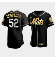 Men's New York Mets Yoenis Cespedes #52 Black Golden Edition Authentic Jersey