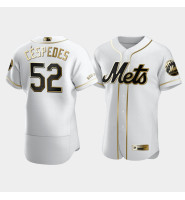 Men's New York Mets Yoenis Cespedes #52 White Golden Edition Authentic Jersey