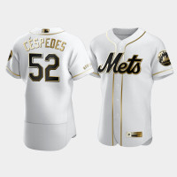 Men's New York Mets Yoenis Cespedes #52 White Golden Edition Authentic Jersey