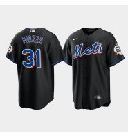Men's New York Mets Mike Piazza 60th Anniversary Replica Black Jersey