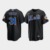 Men's New York Mets Mike Piazza 60th Anniversary Replica Black Jersey