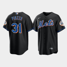 Men's New York Mets Mike Piazza 60th Anniversary Replica Black Jersey