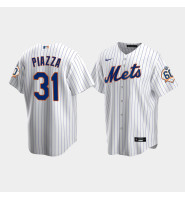 Men's New York Mets Mike Piazza 60th Anniversary Replica White Jersey