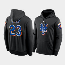 New York Mets 23 Javier Baez Performance Black Pullover Hoodie