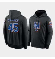 New York Mets 45 John Franco Performance Black Pullover Hoodie New York Mets 45 John Franco Performance Black Pullover Hoodie