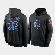 New York Mets 32 Mike Hampton Performance Black Pullover Hoodie