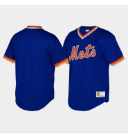 Youth New York Mets Cooperstown Collection Mesh Wordmark V-Neck Royal Mitchell & Ness Jersey