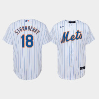 Youth New York Mets Darryl Strawberry #18 White Replica Nike Home Jersey