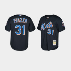 Youth New York Mets #31 Mike Piazza Cooperstown Collection Mesh Batting Practice Black Mitchell & Ness Jersey