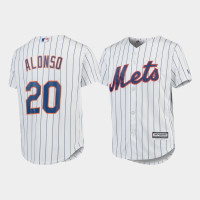 Youth New York Mets Pete Alonso #20 White Cool Base Majestic Home Official Jersey
