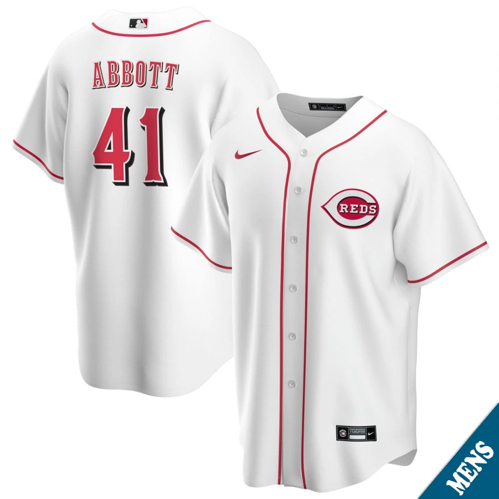 Men's Cincinnati Reds Andrew Abbott #41 Home White Replica Jersey