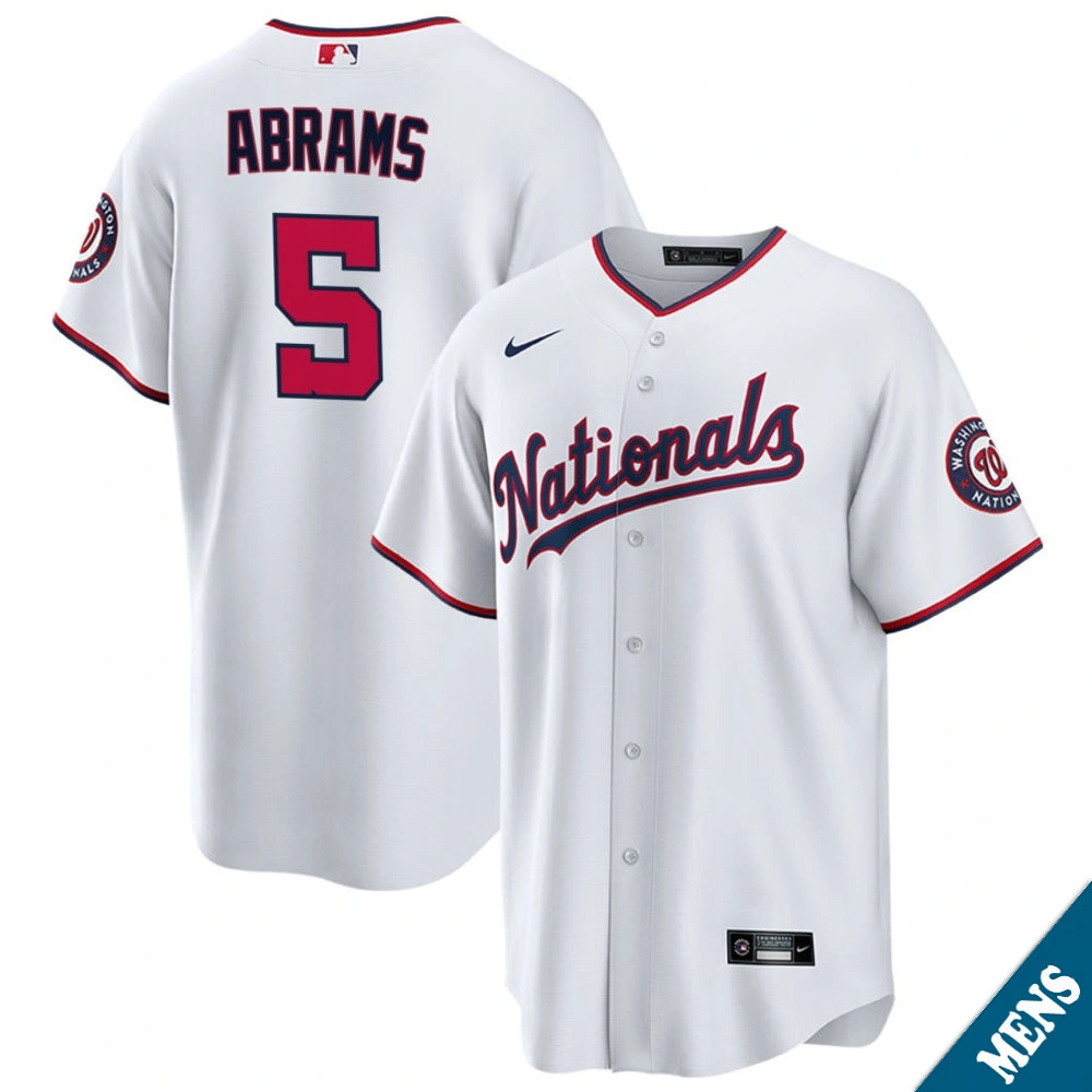 Men's Washington Nationals CJ Abrams #5 White Replica Jersey