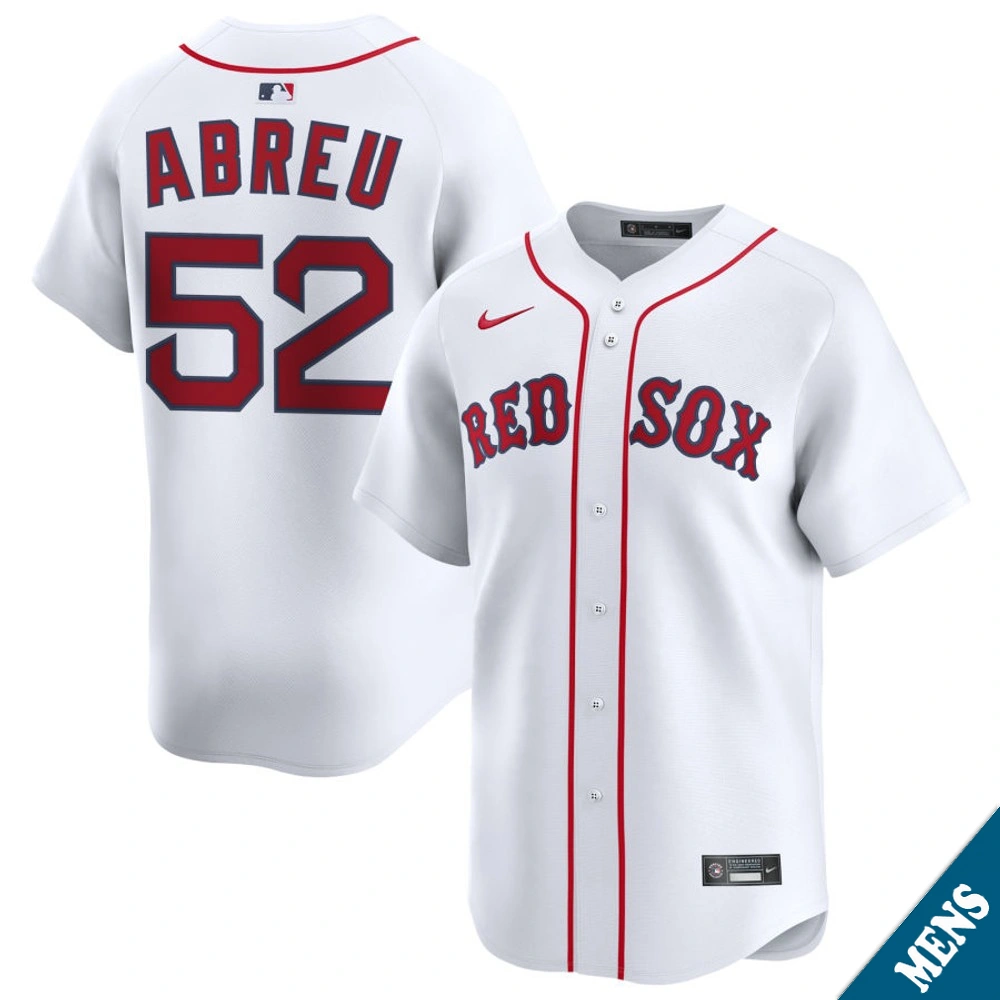 Men's Boston Red Sox Wilyer Abreu #52 Home White Limited Jersey Men's Boston Red Sox Wilyer Abreu #52 Home White Limited Jersey