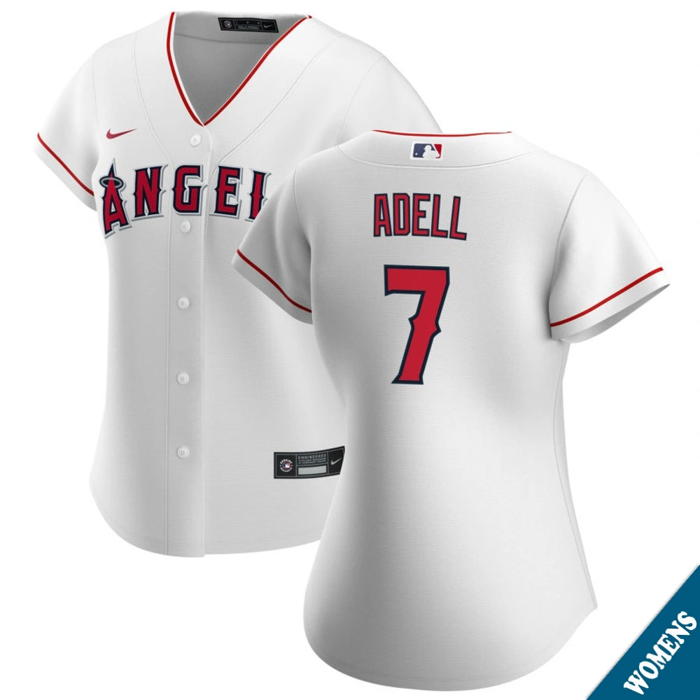Women's Los Angeles Angels Jo Adell #7 Home White Replica Jersey