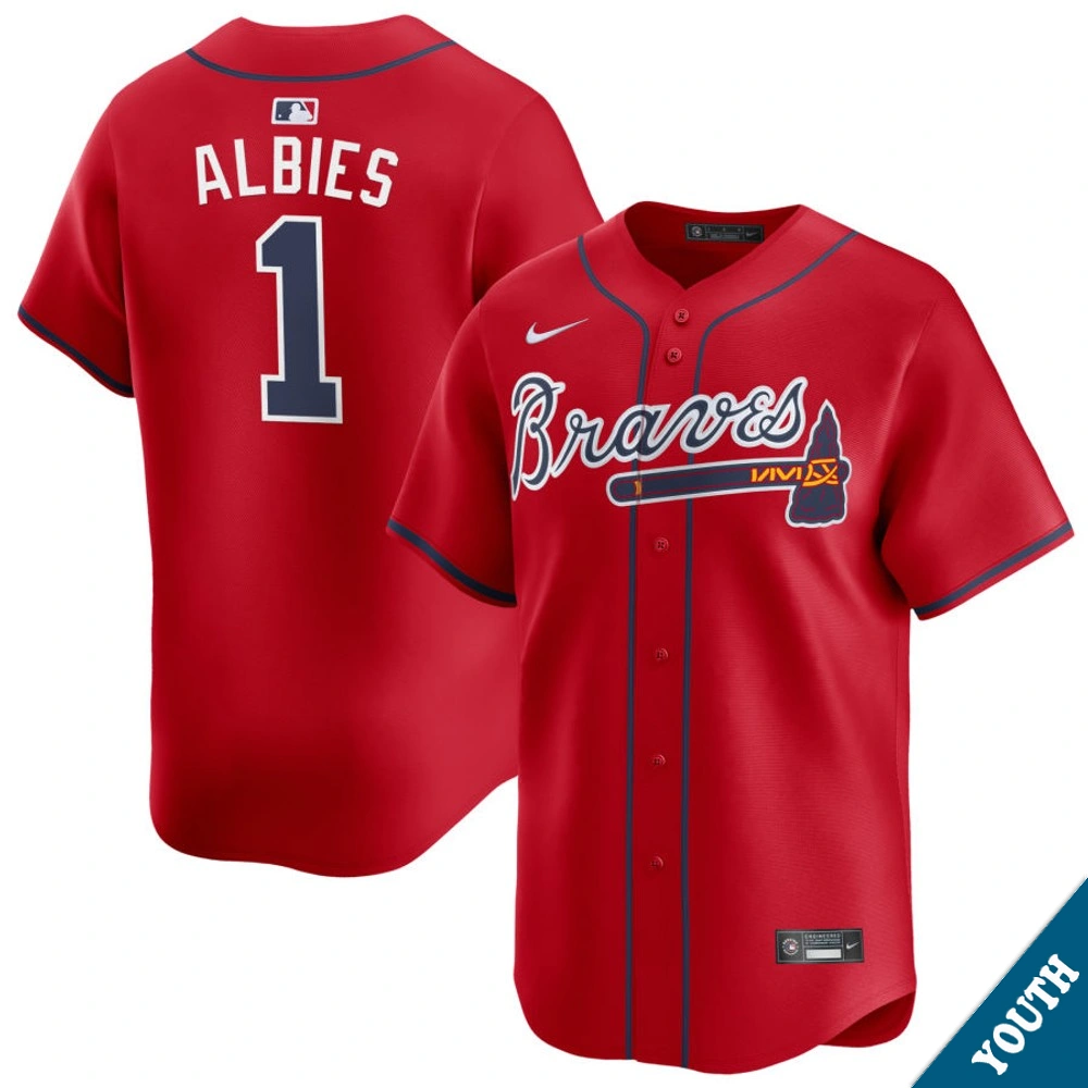 Youth Atlanta Braves Ozzie Albies #1 Red Alternate Limited Jersey