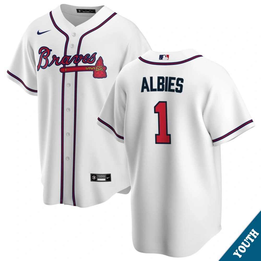 Youth Atlanta Braves Ozzie Albies #1 Home White Replica Jersey