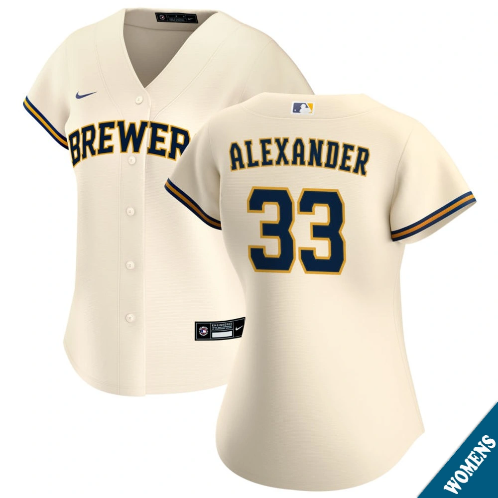 Women's Milwaukee Brewers Tyler Alexander #33 Home Cream Replica Jersey