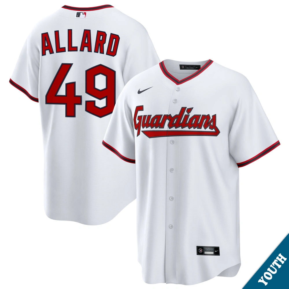 Youth Cleveland Guardians Kolby Allard #49 Home White Replica Jersey