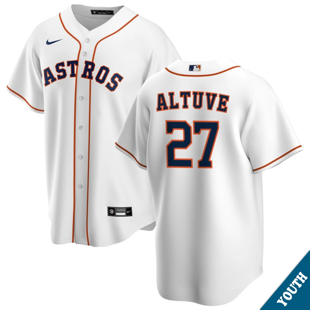 Youth Houston Astros Jose Altuve #27 Home White Replica Jersey