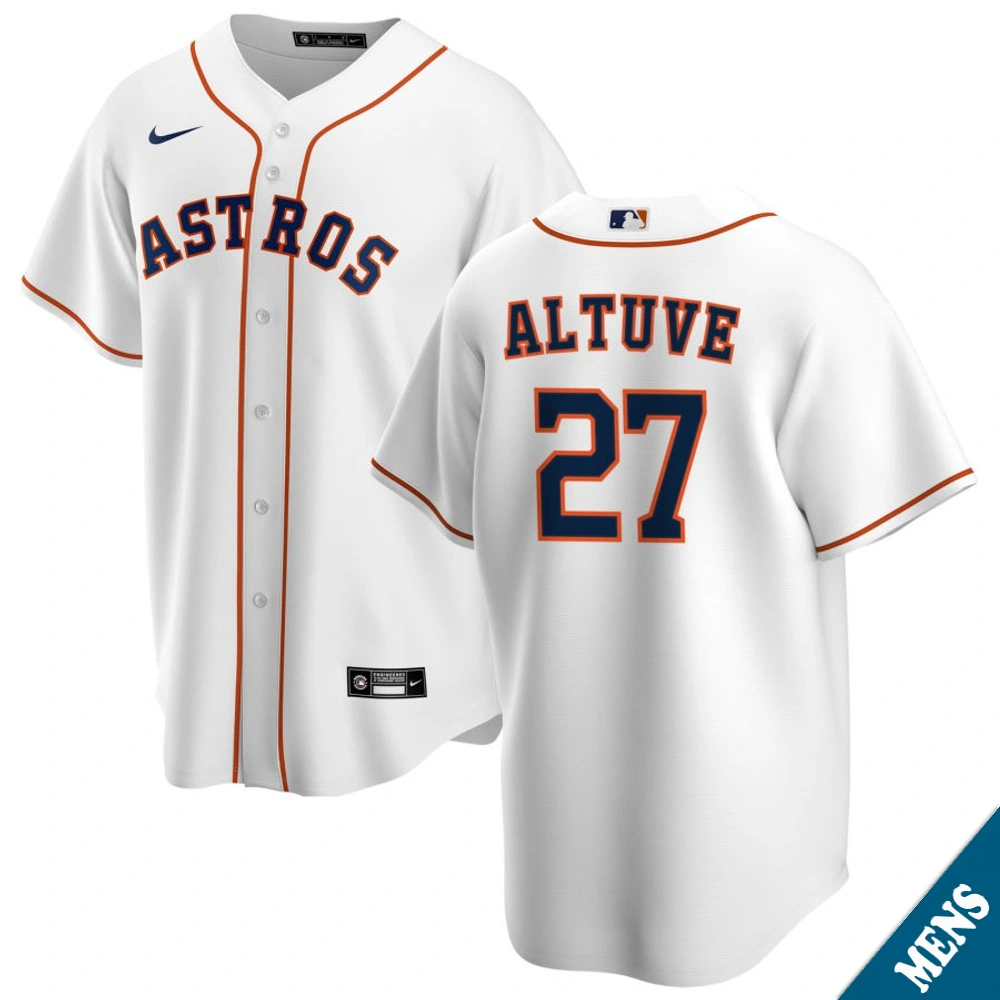 Men's Houston Astros Jose Altuve #27 Home White Replica Jersey