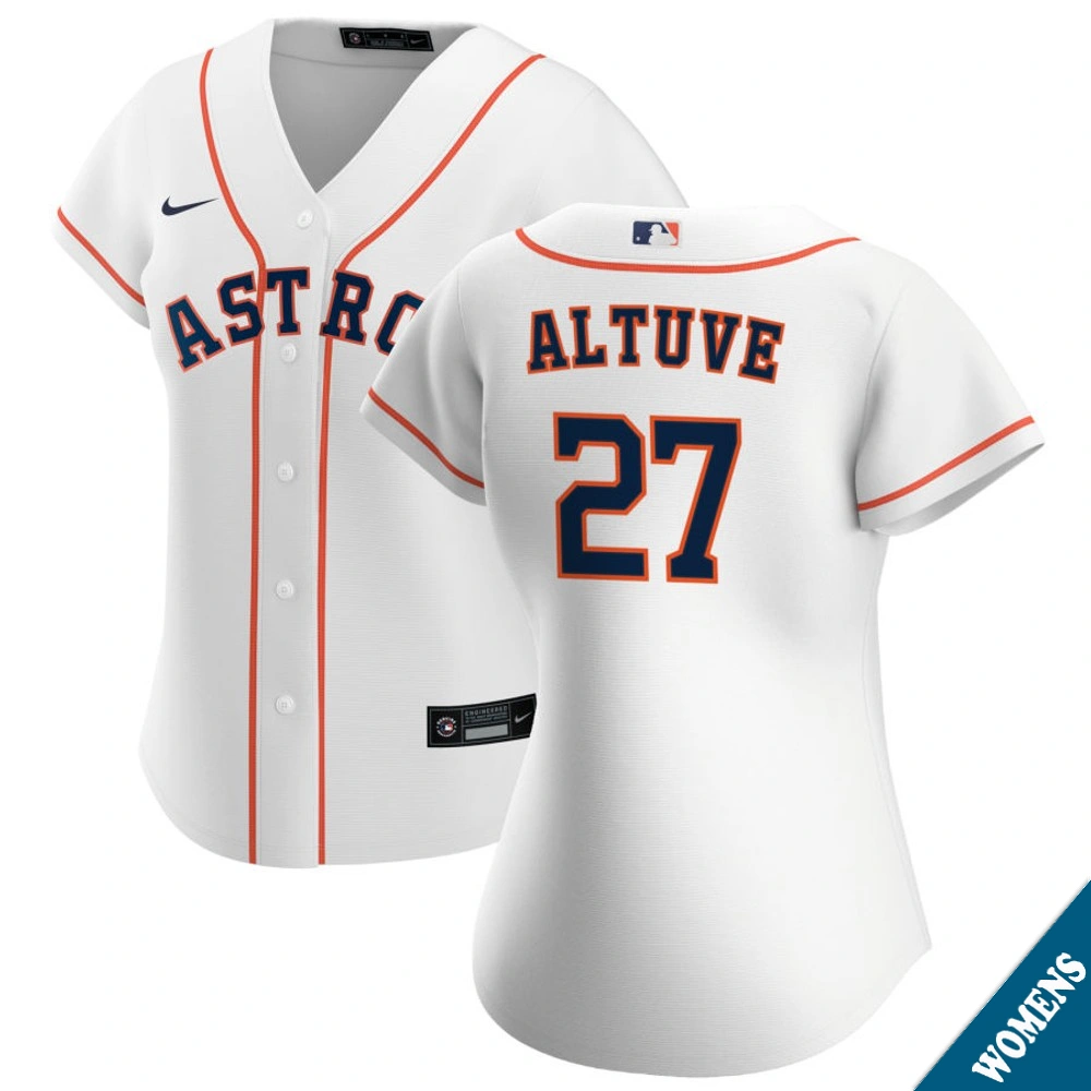Women's Houston Astros Jose Altuve #27 Home White Replica Jersey