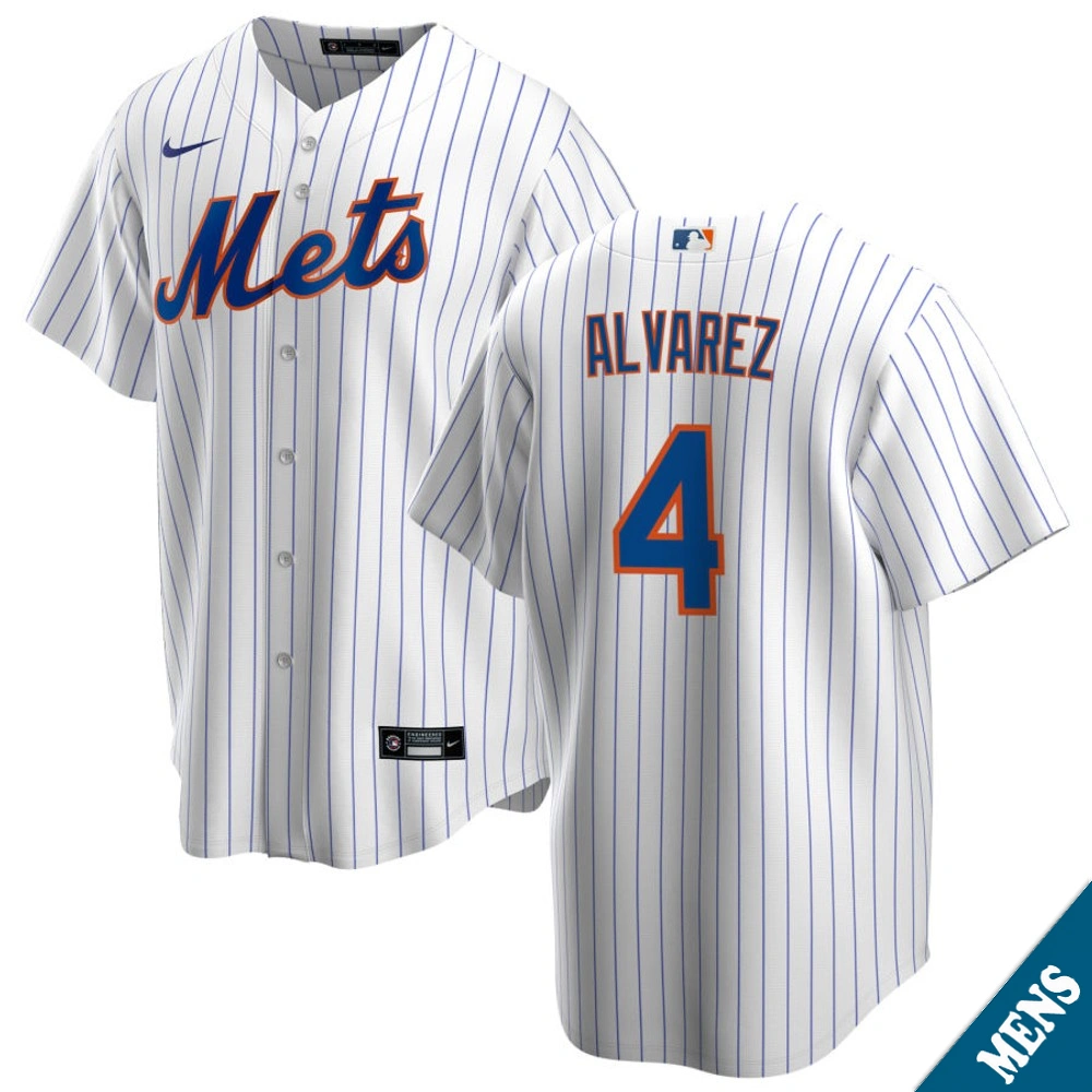 Men's New York Mets Francisco Alvarez #4 Home White Replica Jersey