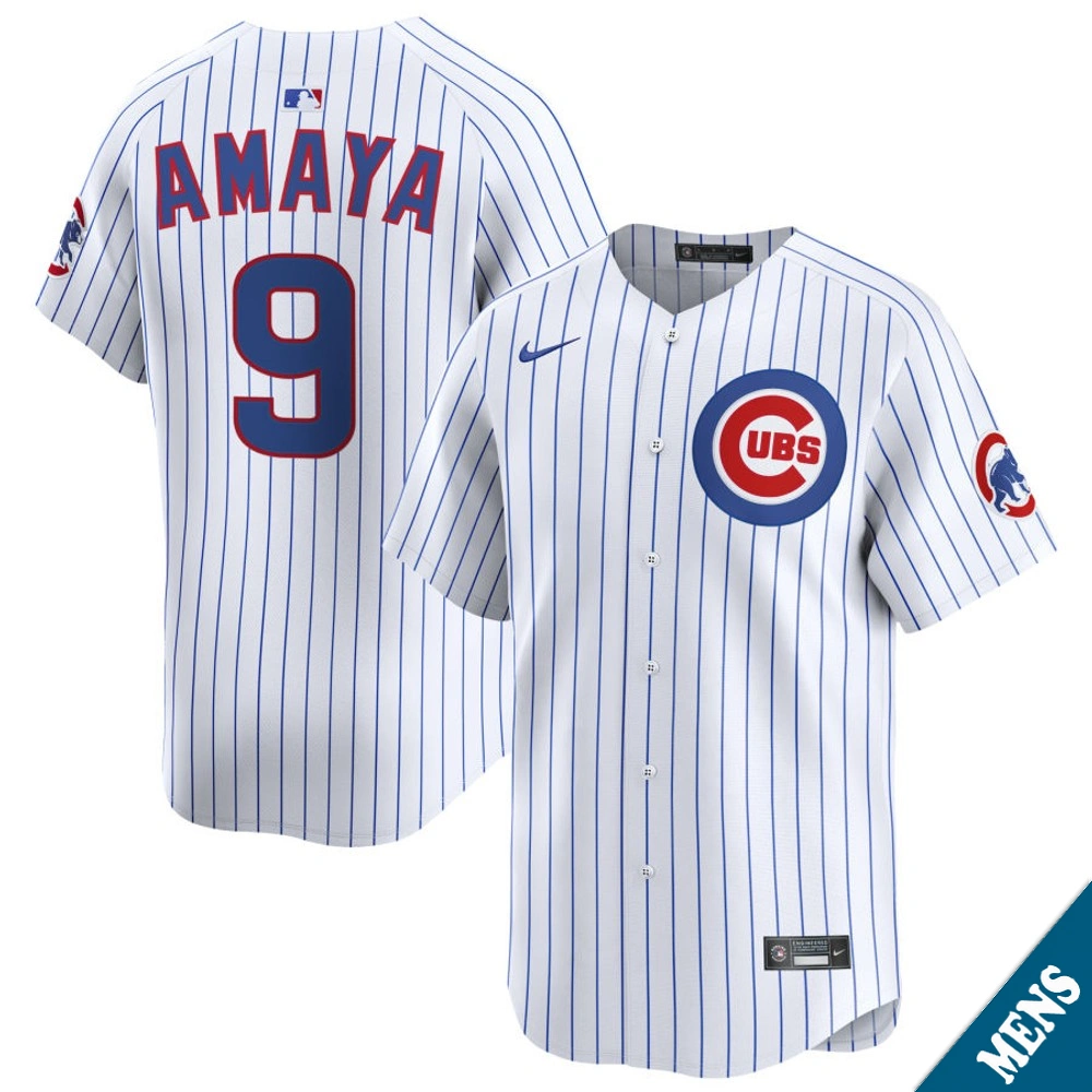 Men's Chicago Cubs Miguel Amaya #9 Home White Limited Jersey Men's Chicago Cubs Miguel Amaya #9 Home White Limited Jersey