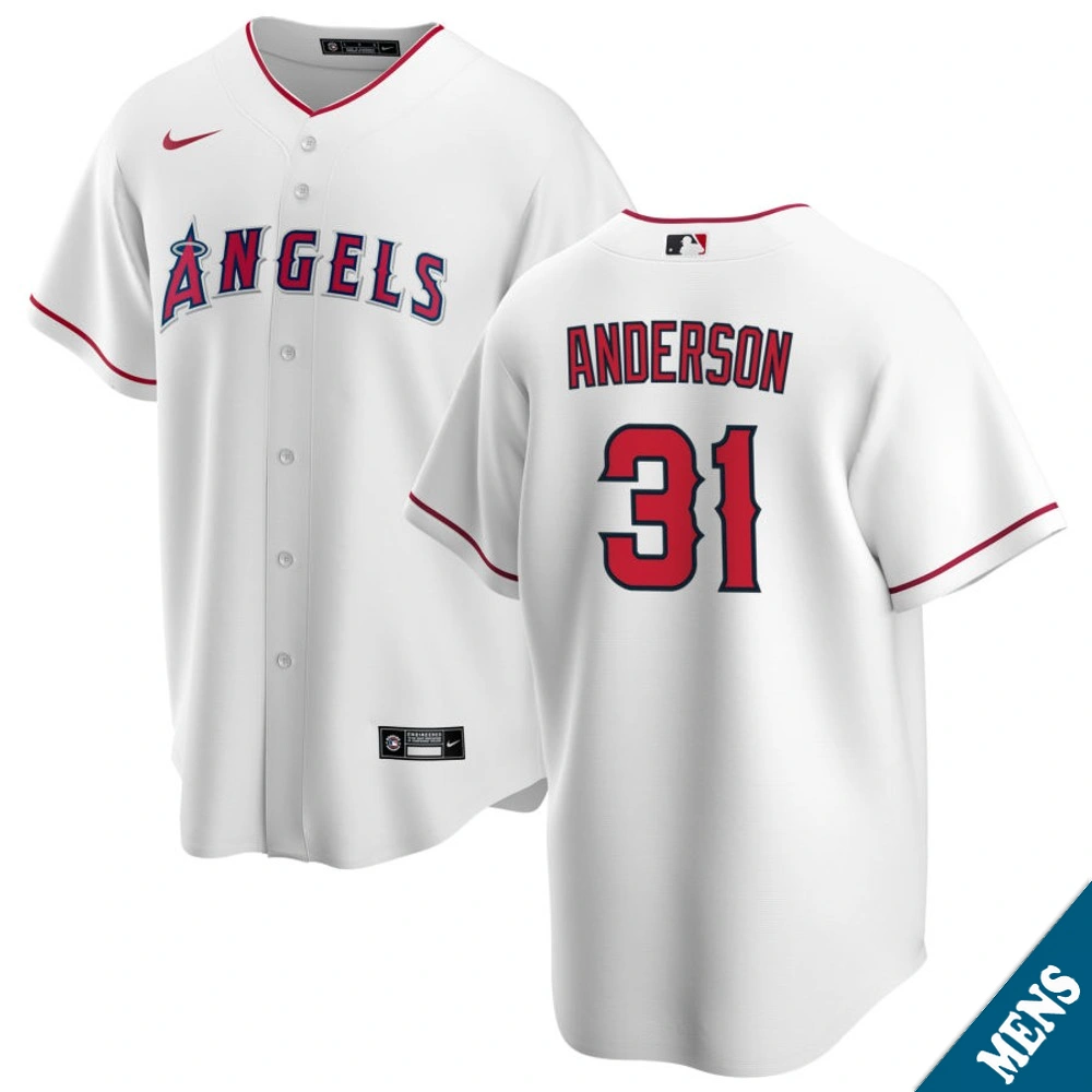 Men's Los Angeles Angels Tyler Anderson #31 Home White Replica Jersey