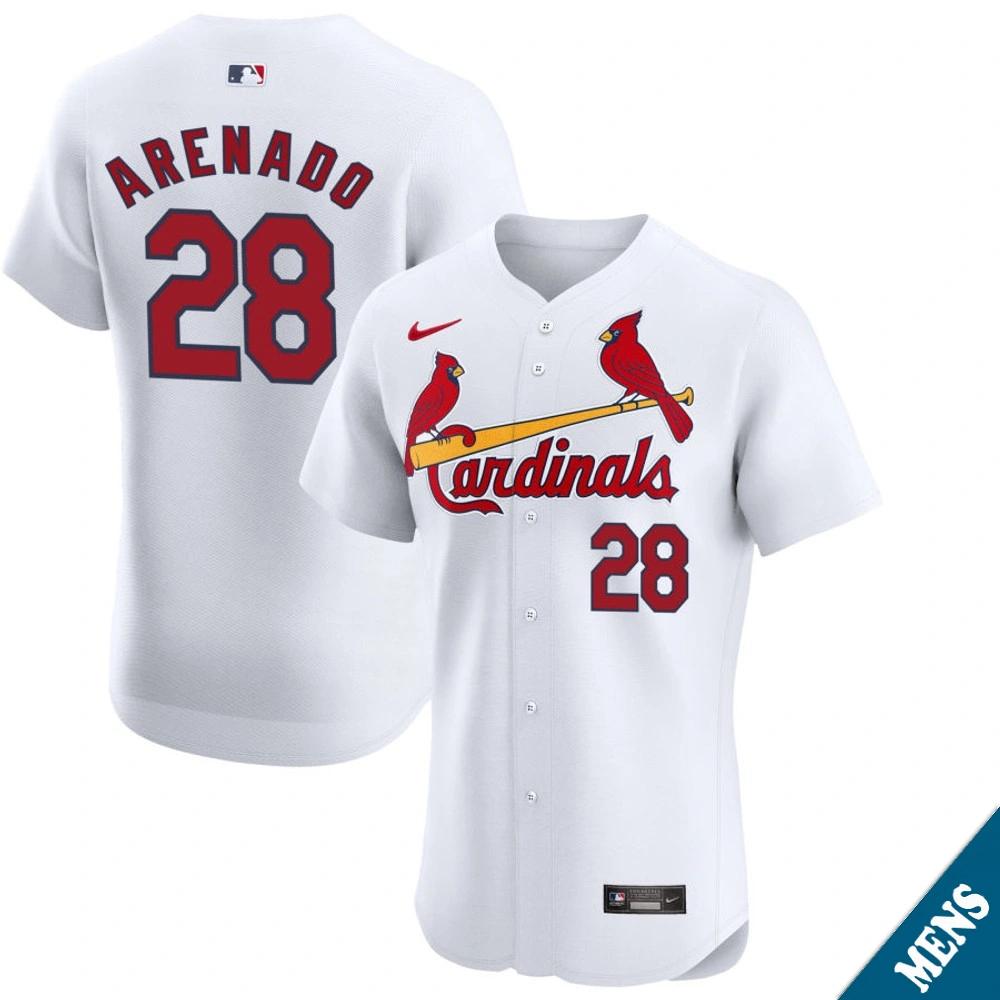 Men's St. Louis Cardinals Nolan Arenado #28 Home White Elite Jersey