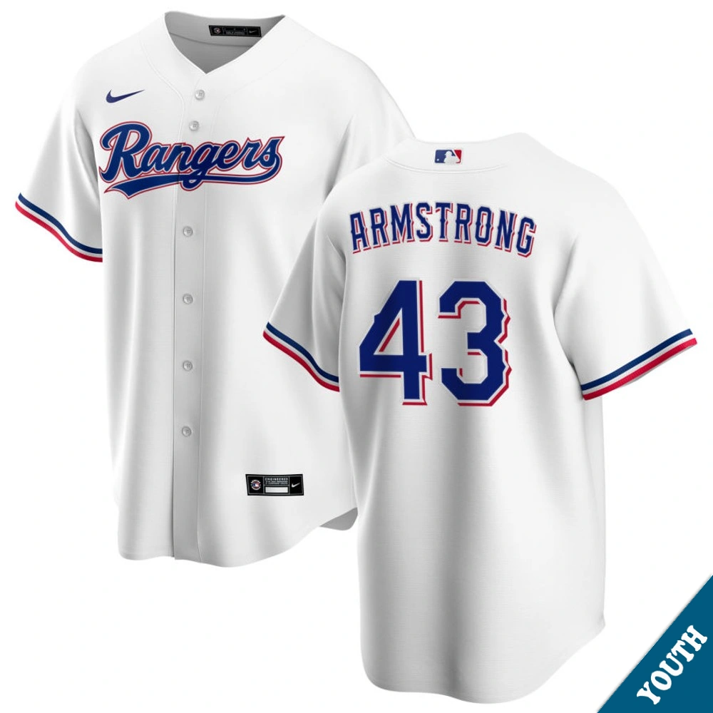 Youth Texas Rangers Shawn Armstrong #43 Home White Replica Jersey