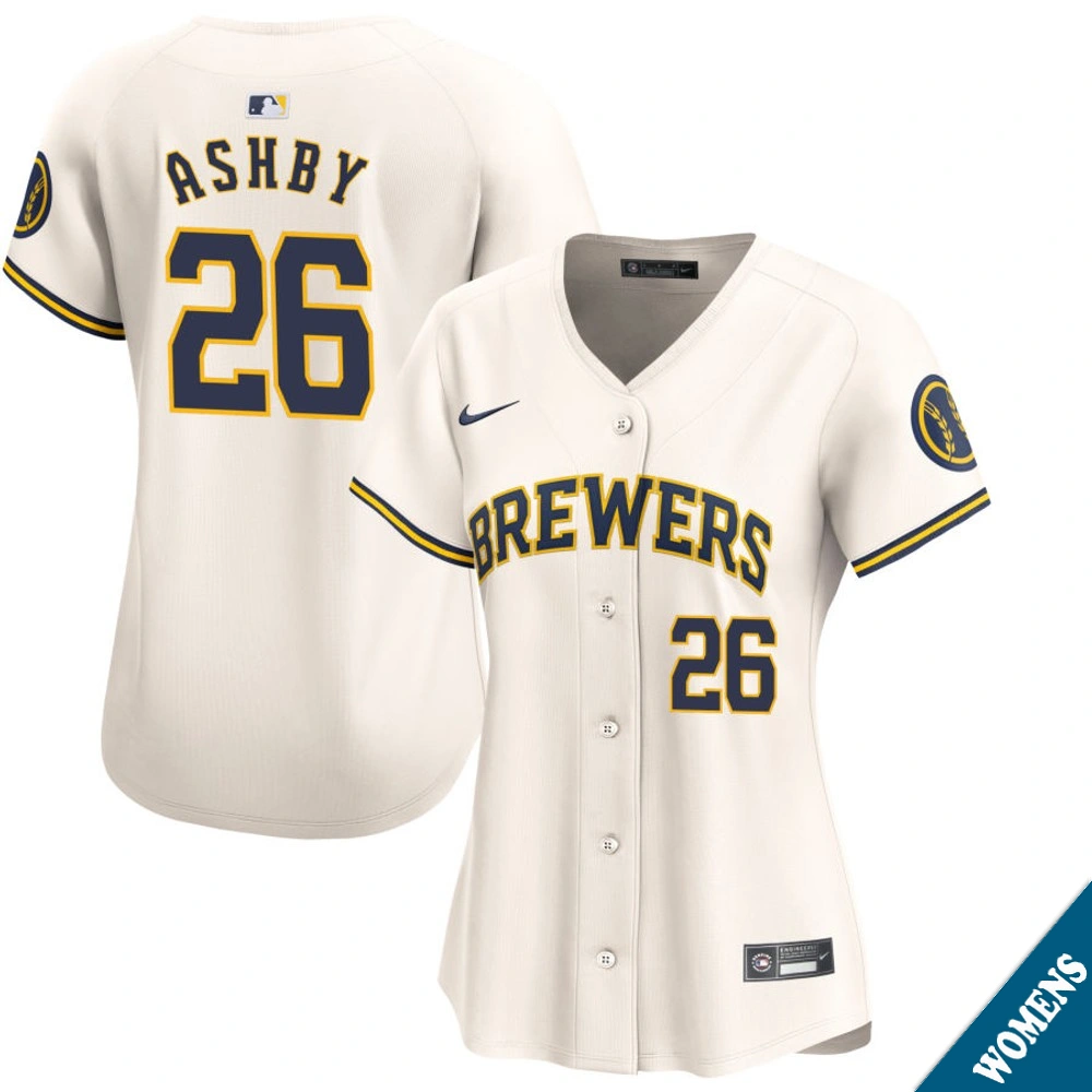 Women's Milwaukee Brewers Aaron Ashby #26 Home Cream Limited Jersey