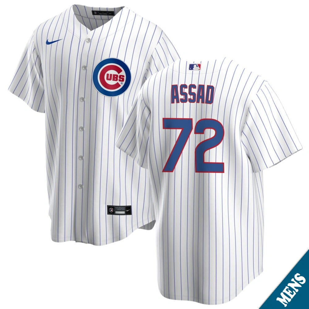 Men's Chicago Cubs Javier Assad #72 Home White Replica Jersey