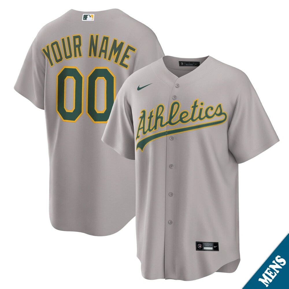 Men's Athletics Custom Gray Road Replica Jersey Men's Athletics Custom Gray Road Replica Jersey